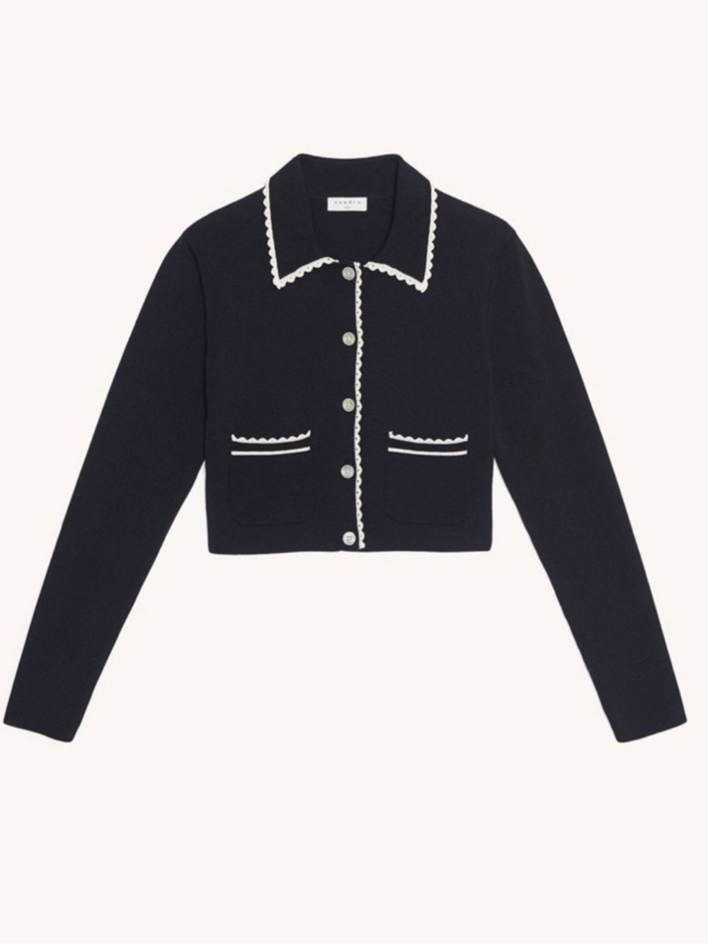 SANDRO PARIS Leanna Crop Knit Cardigan & Crop Tank Set - Picture 3 of 13